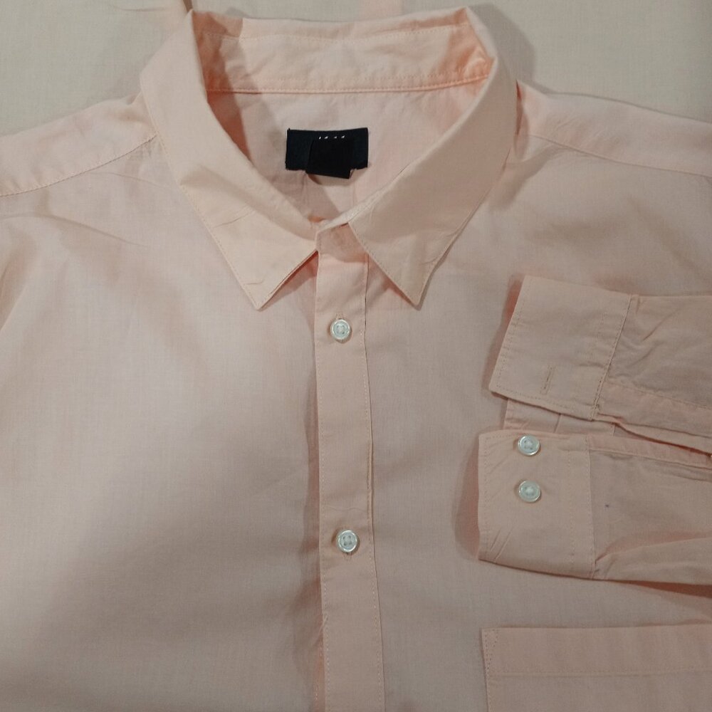 H&M PEACH LONG SLEEVE COTTON DRESS SHIRT MEN SIXE XXL